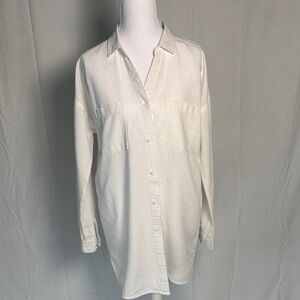 Thread & Supply Ivory Button-Front Tunic Shirt